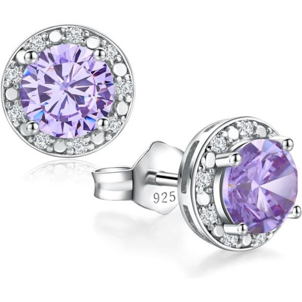 Alexandrite Earrings Round Cut Women | 925 Sterling Silver | June Birthstone